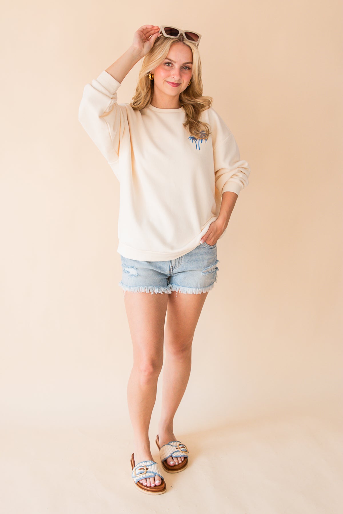 Coconut Embroidered Crewneck