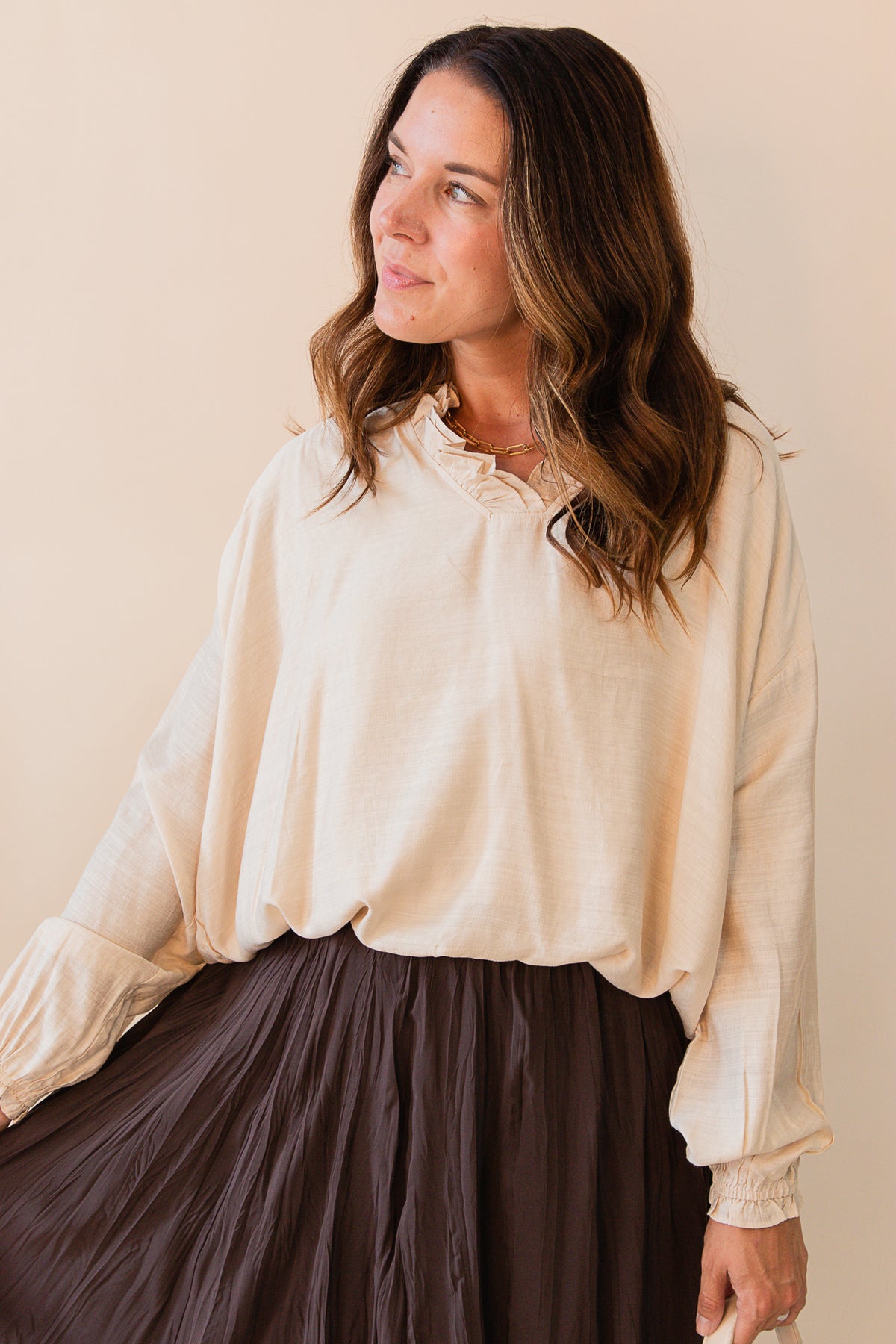 Maya Ruffle Neck Top
