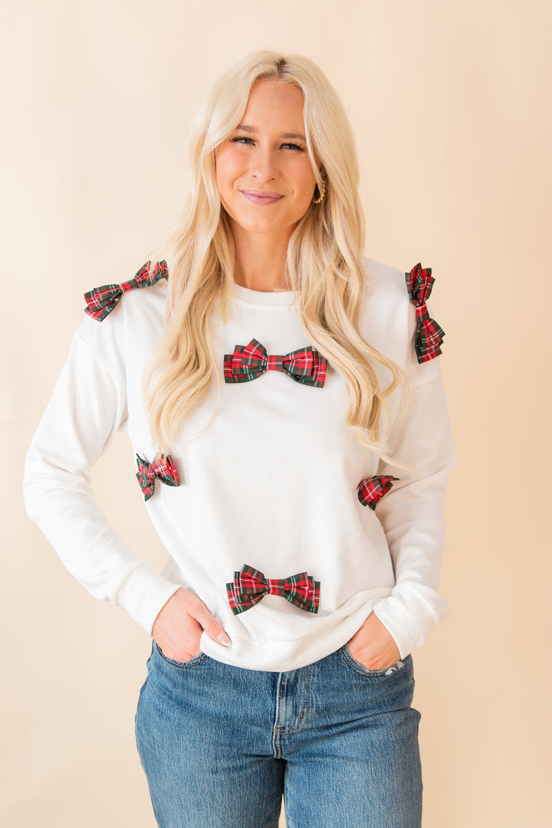 Plaid Bows Knit Top