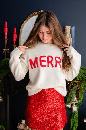 Merry Fluffy Patch Sweater