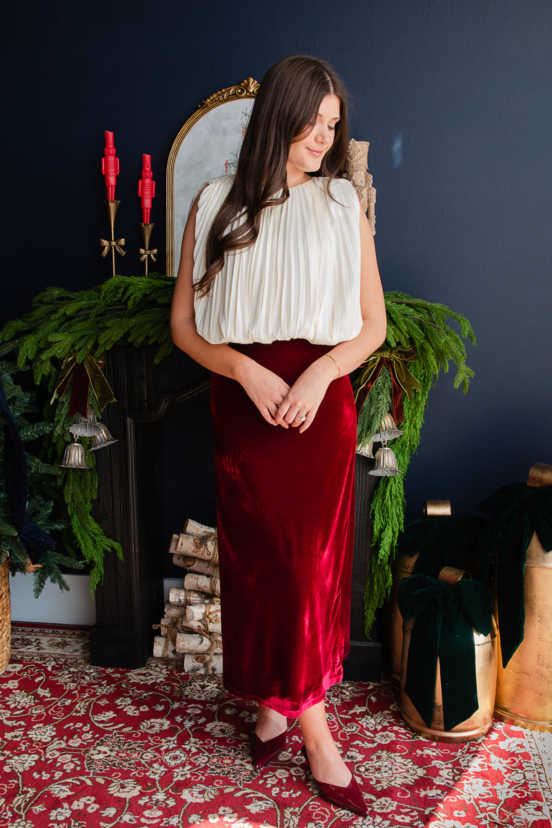 Amour Pleated Bubble Hem Top