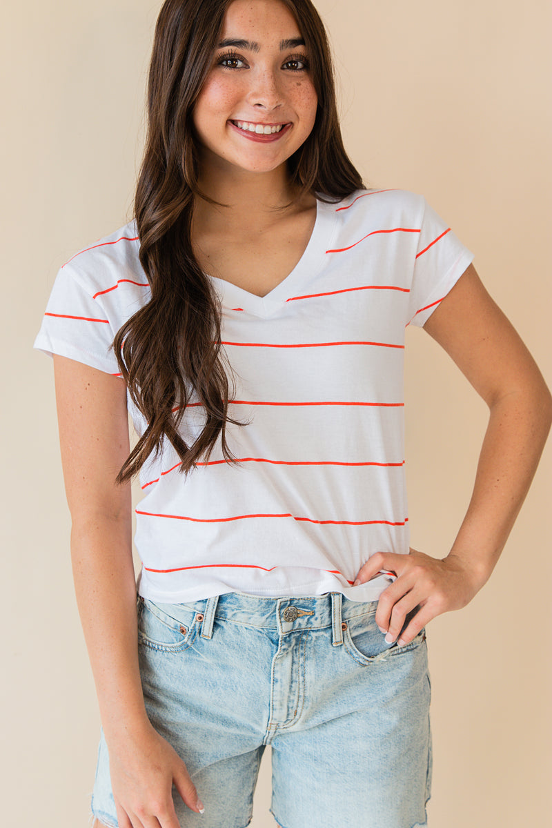 Striped Modern V-Neck Tee