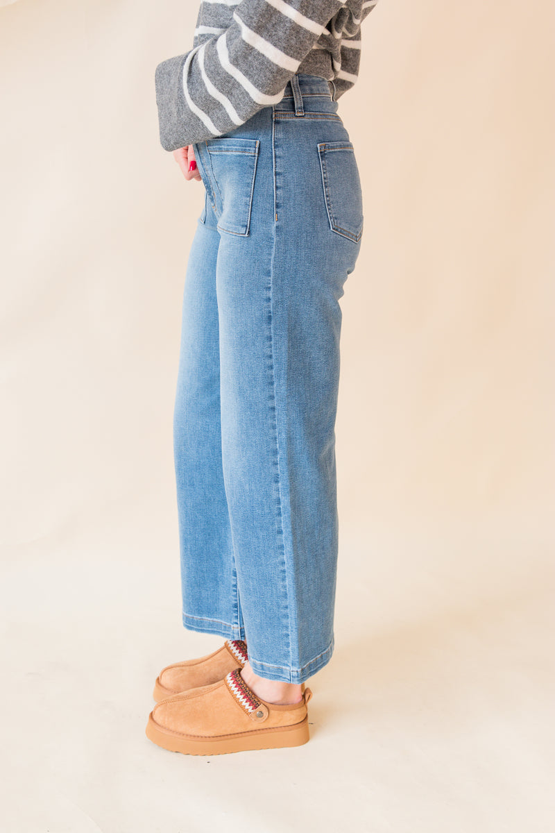 Avril High Rise Crop Wide Leg Jean