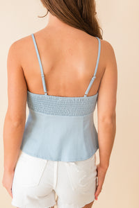 Chase Goals Button Down Cami w Cutaway Hem
