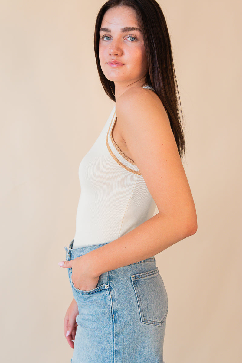 Inez Contrast Neckband Sweater Tank