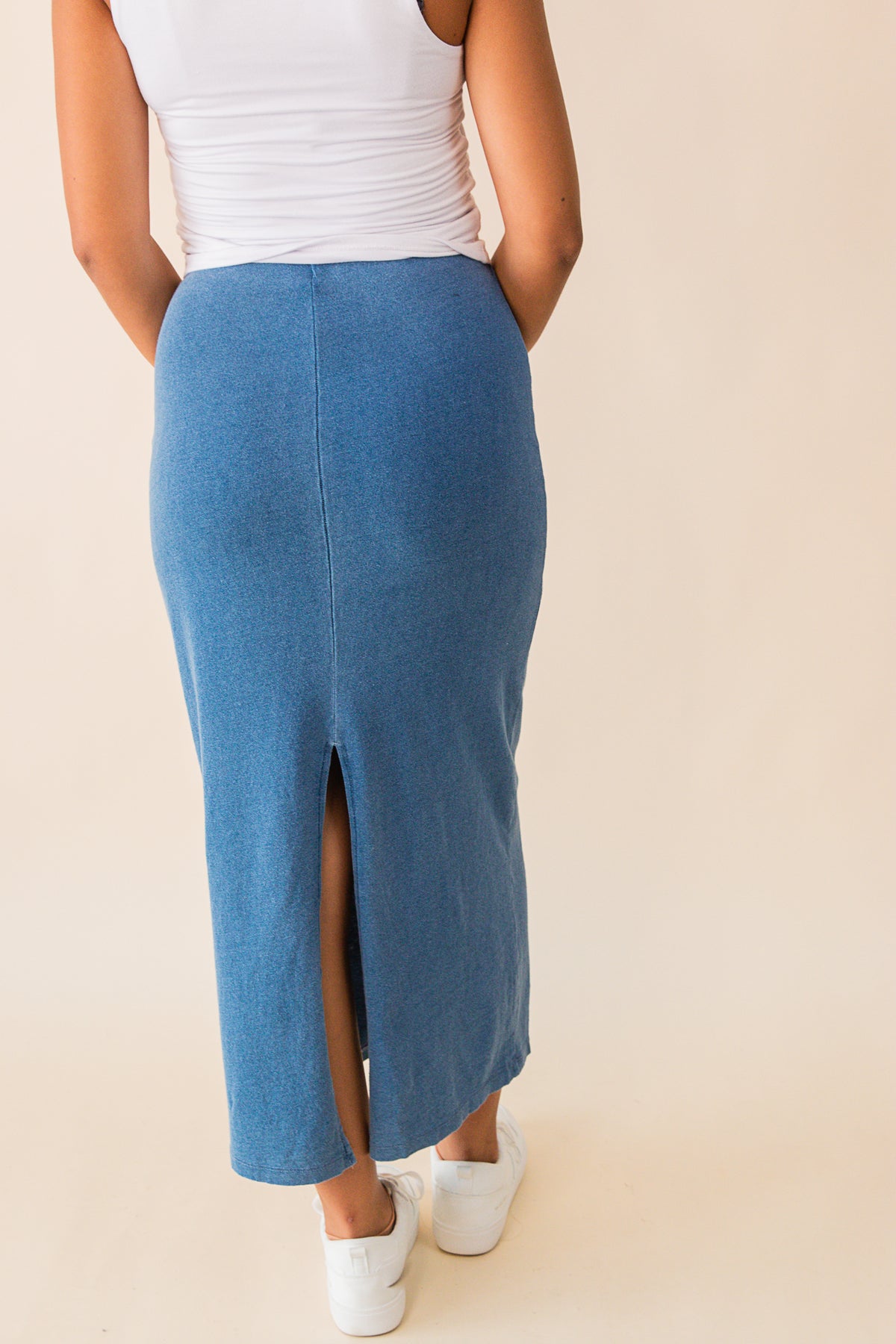 Gail Jersey Denim Midi Skirt