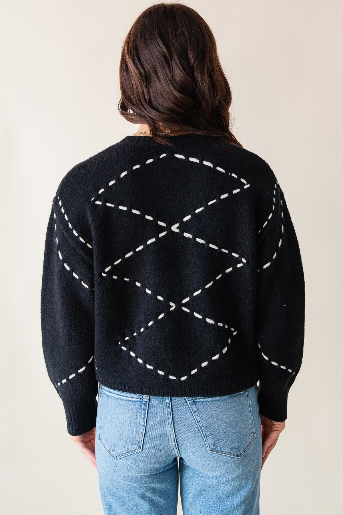Guest List Contrast Stitch Sweater