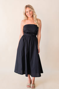 Kate Fit and Flare Back Tie Midi Dress