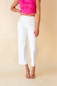 Stretch Twill Cropped Wide Leg Pant