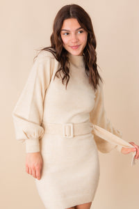 Maeve Belted Long Sleeve Sweater Dress