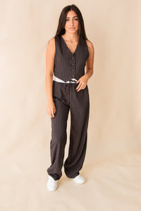 Skipper Pinstriped Cropped Vest