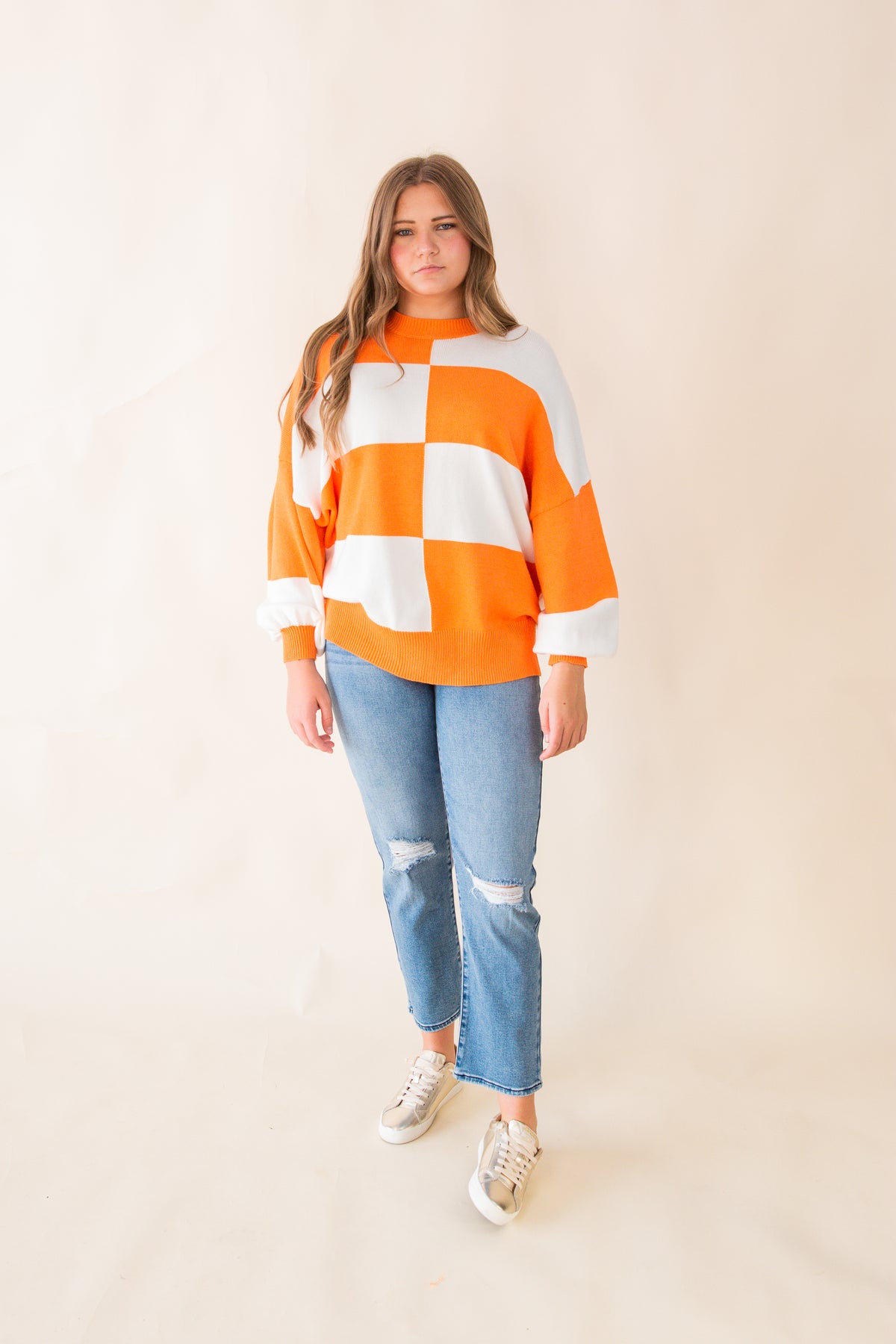 Best Behavior Checkered Sweater Top