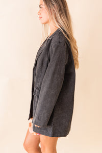 High Class Black Denim Oversized Blazer