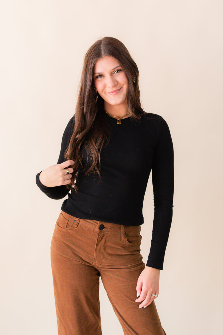 Noelie-Scoop Neck Long Sleeve Knit Top