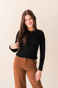 Noelie-Scoop Neck Long Sleeve Knit Top