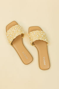 Engine Pearl Raffia Slide Sandal