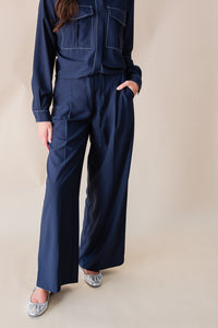 Kaia Contrast Stitch Belted Trousers