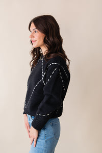 Guest List Contrast Stitch Sweater