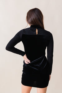 Sasha Mock Neck Velvet Mini Dress