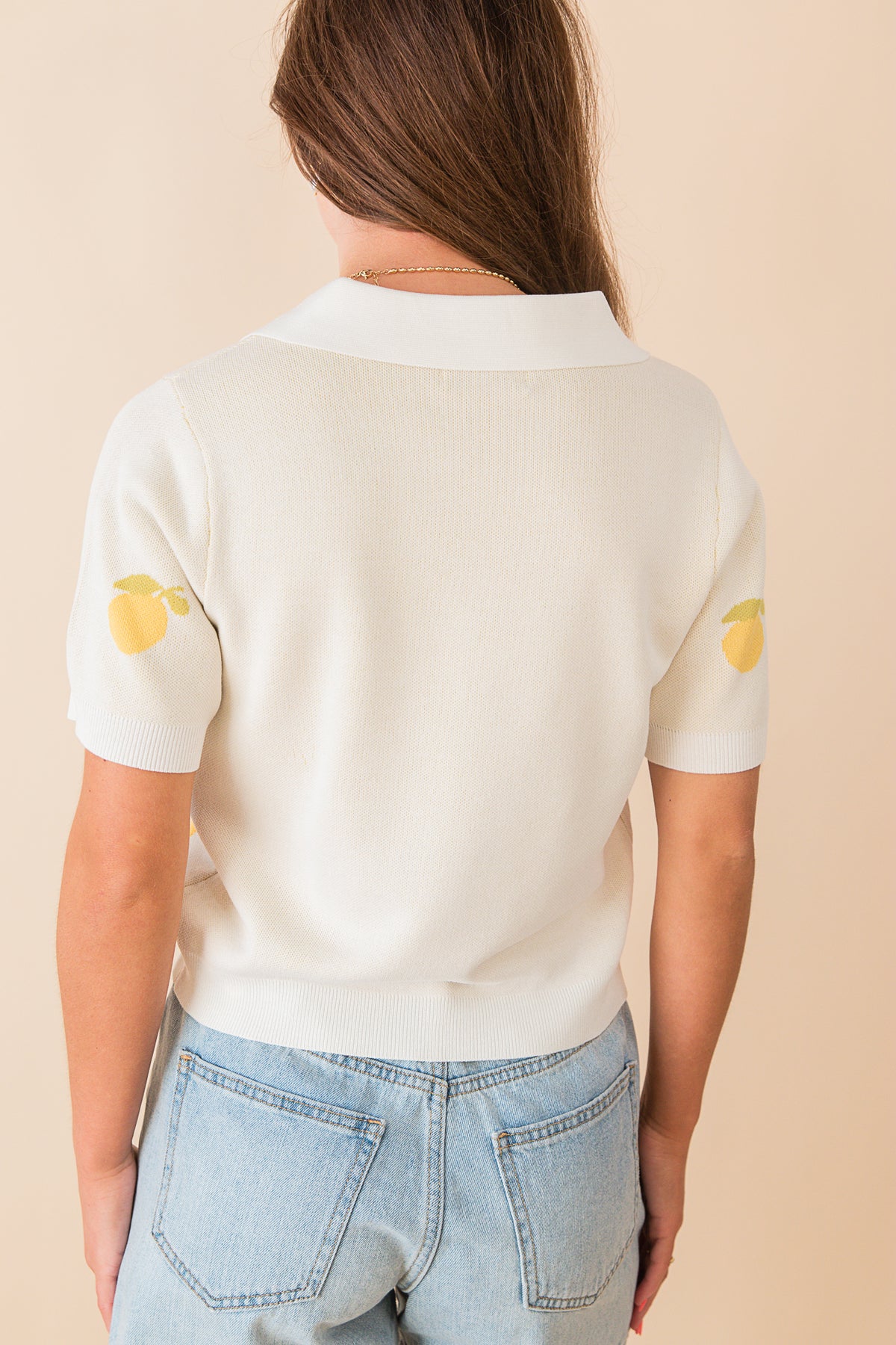 Citron Embroidered Lemons Knit Shirt