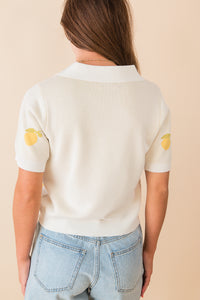 Citron Embroidered Lemons Knit Shirt