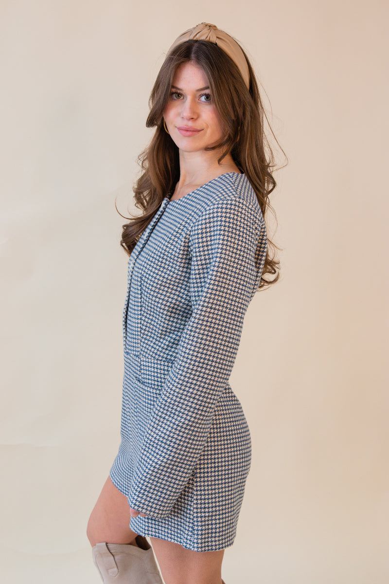 Journaling Longsleeve Houndstooth Romper