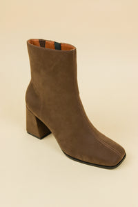 The Queens Suede Square Toe Bootie