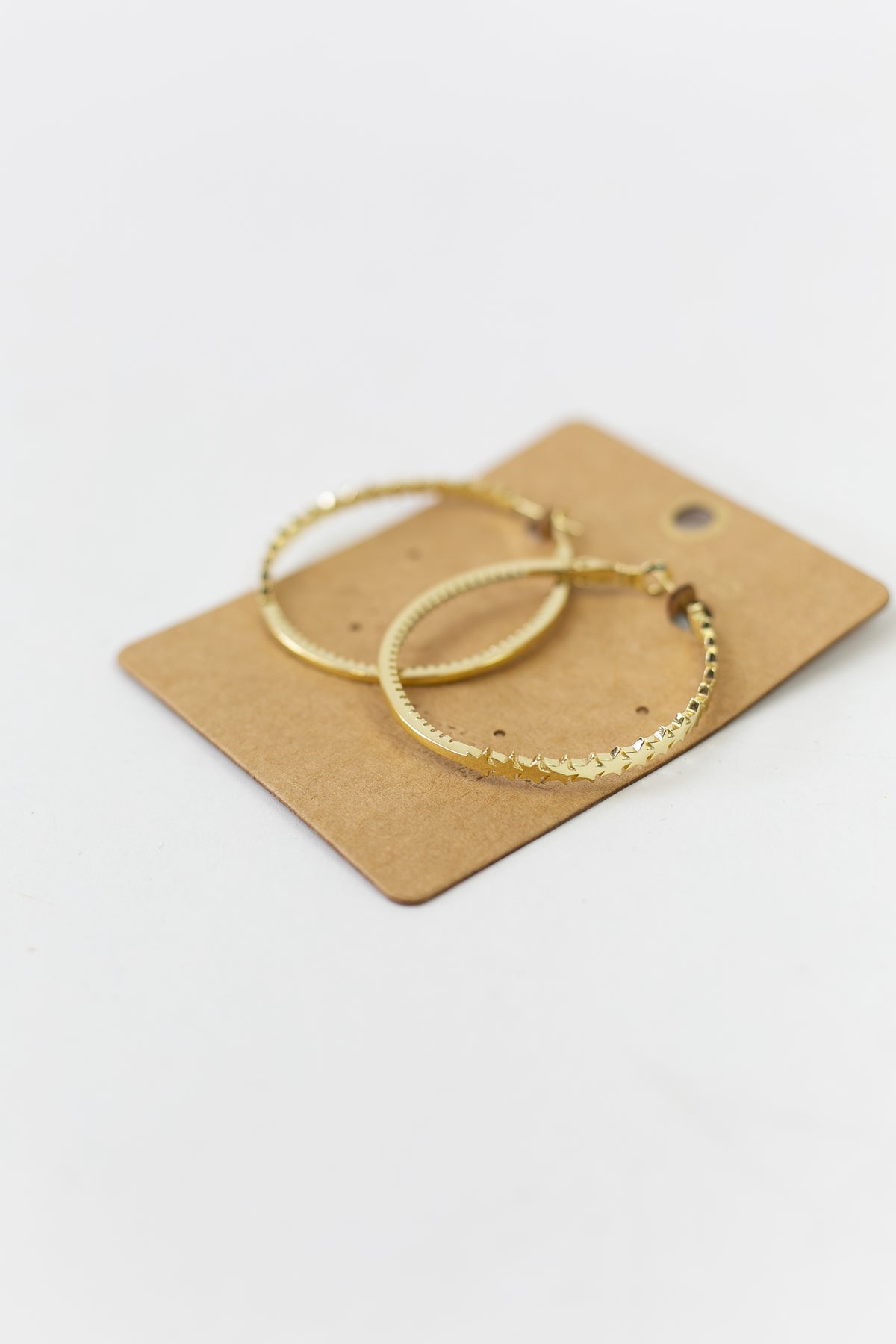Serenity Gold Stone Hoop Earring w Plated Stars