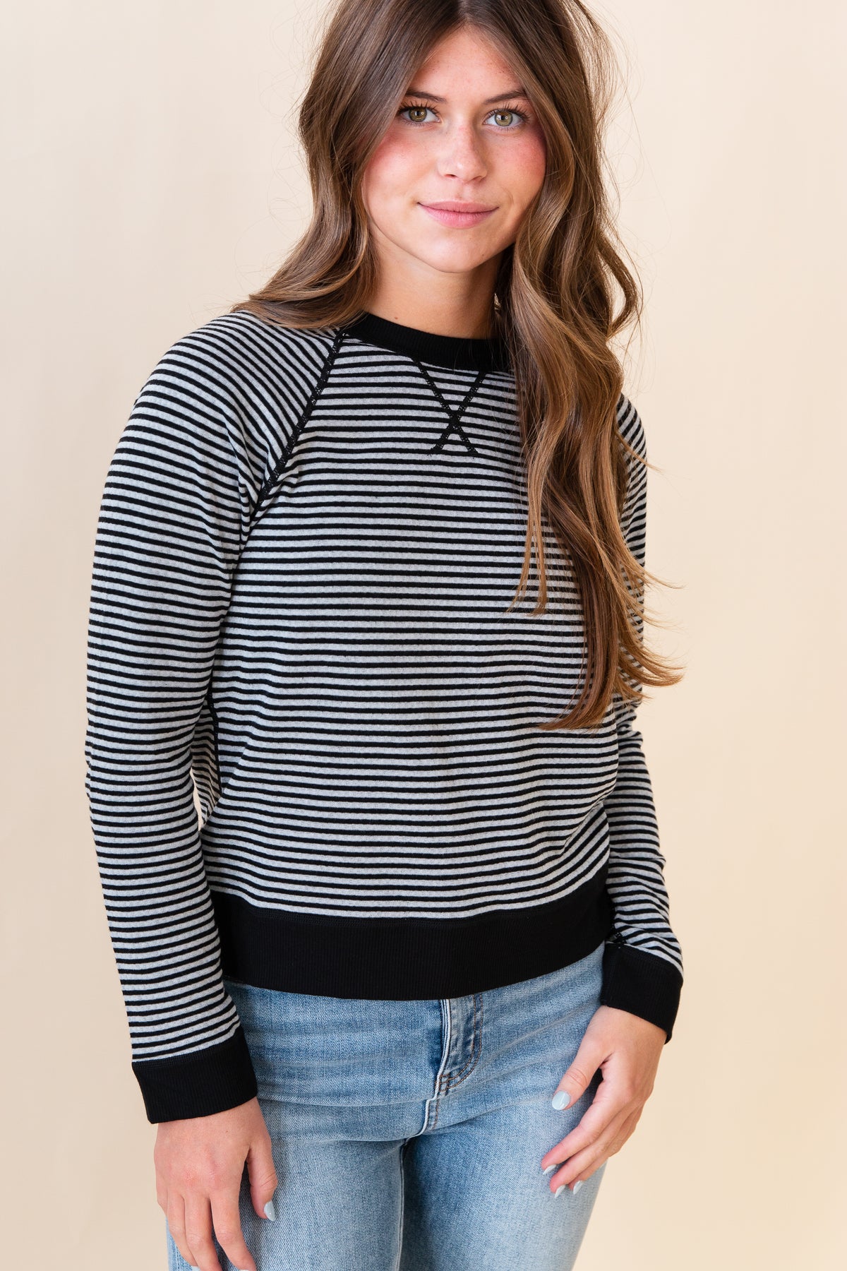 Victoria L/S Reversible Polka Dot Striped Pullover