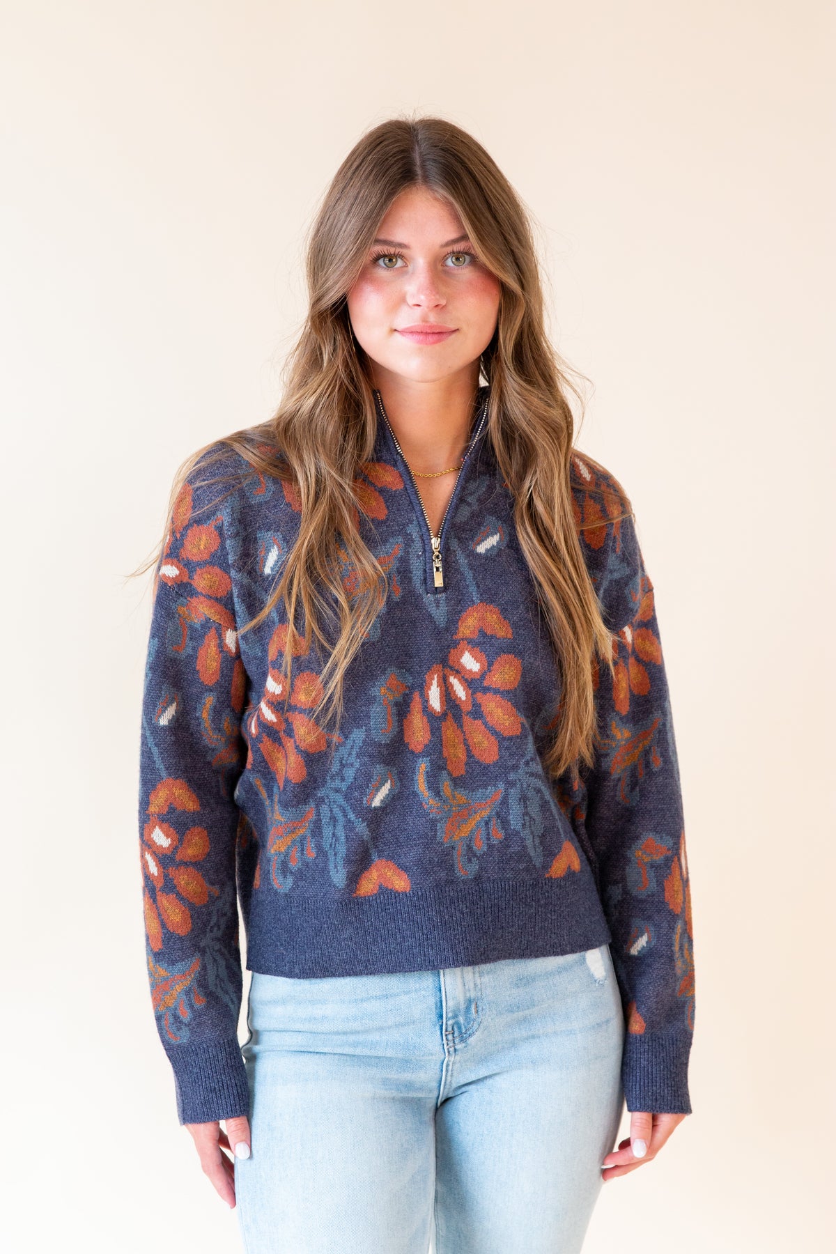 Twice the Love Half Zip Sweater