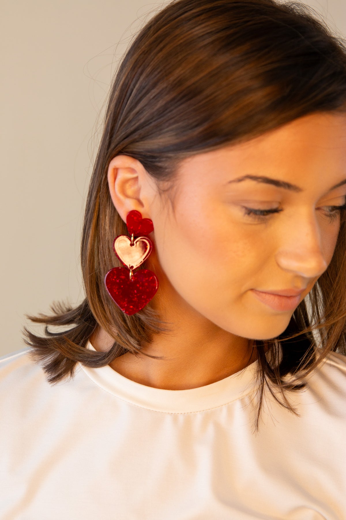 Penny Heart Earrings Hot Tamale Red