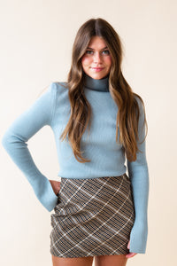 Erika Light Padded Shoulder Sweater Top W/ Sleeve Slit