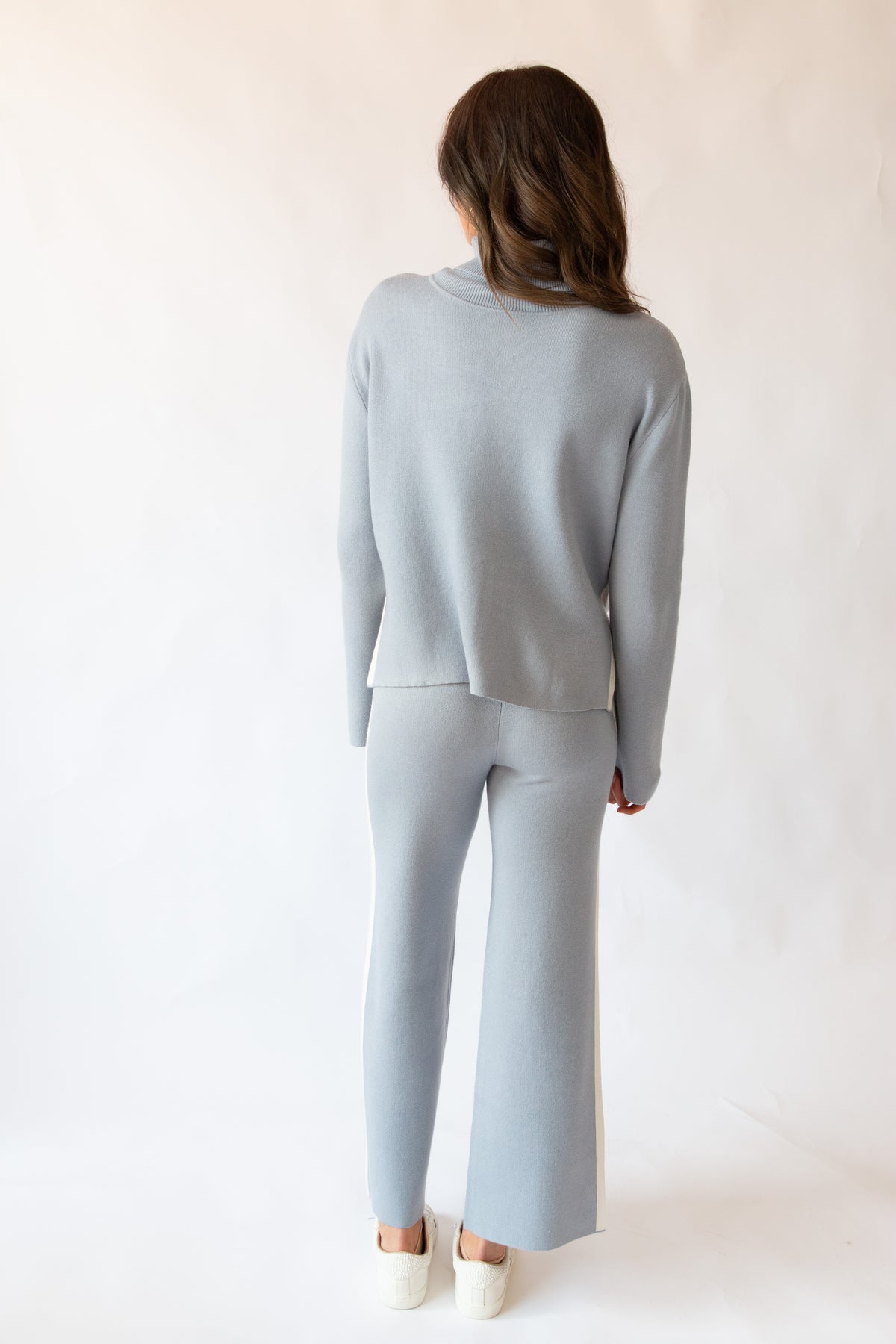 Sage 2-Pc Mock-neck Contrast Pop Sweater Set