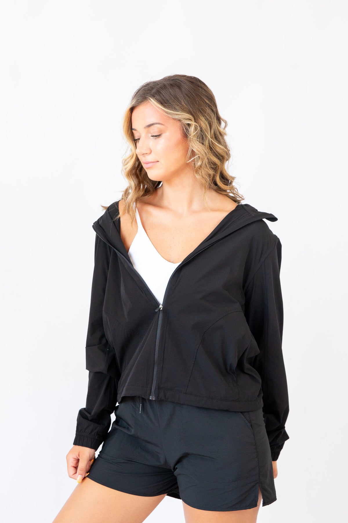 Woven Long Sleeve Hoodie Jacket