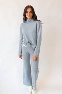 Sage 2-Pc Mock-neck Contrast Pop Sweater Set