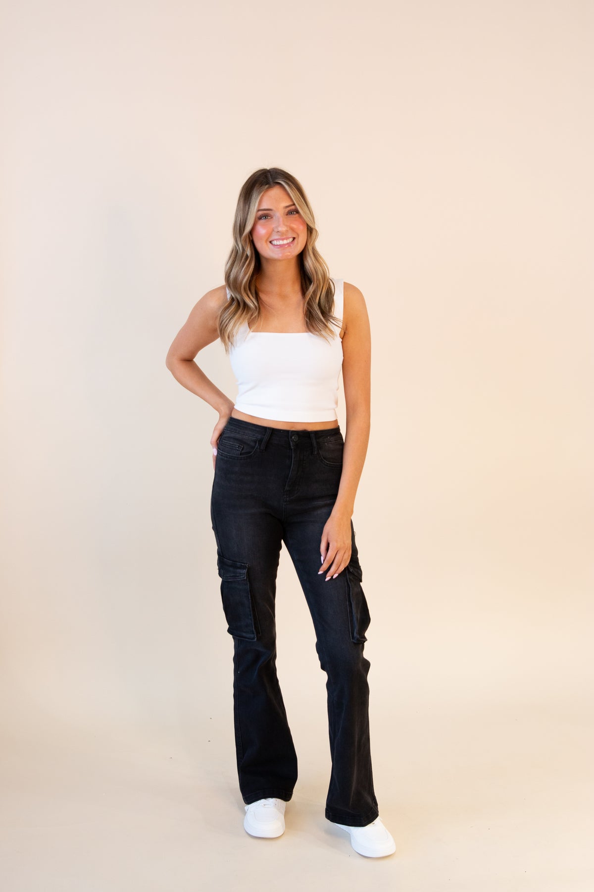 Amy High Rise Cargo Flared Pants