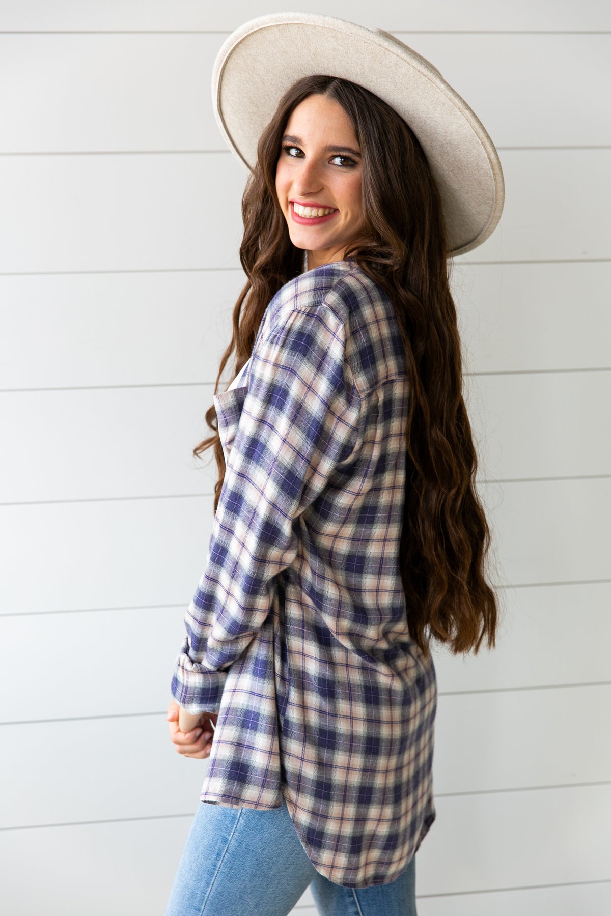 Whitney Plaid Button Down Top