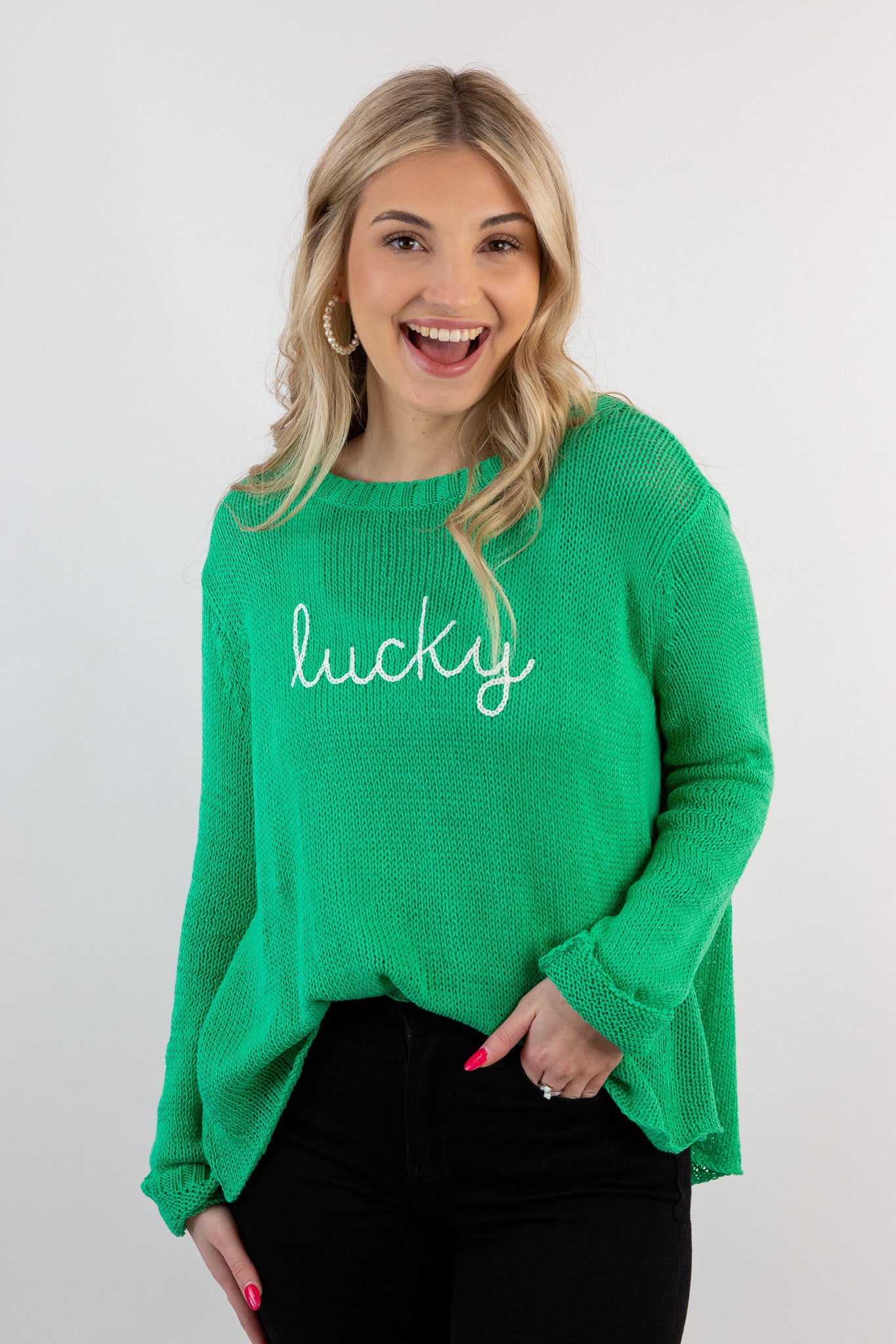 Green lucky outlet sweater