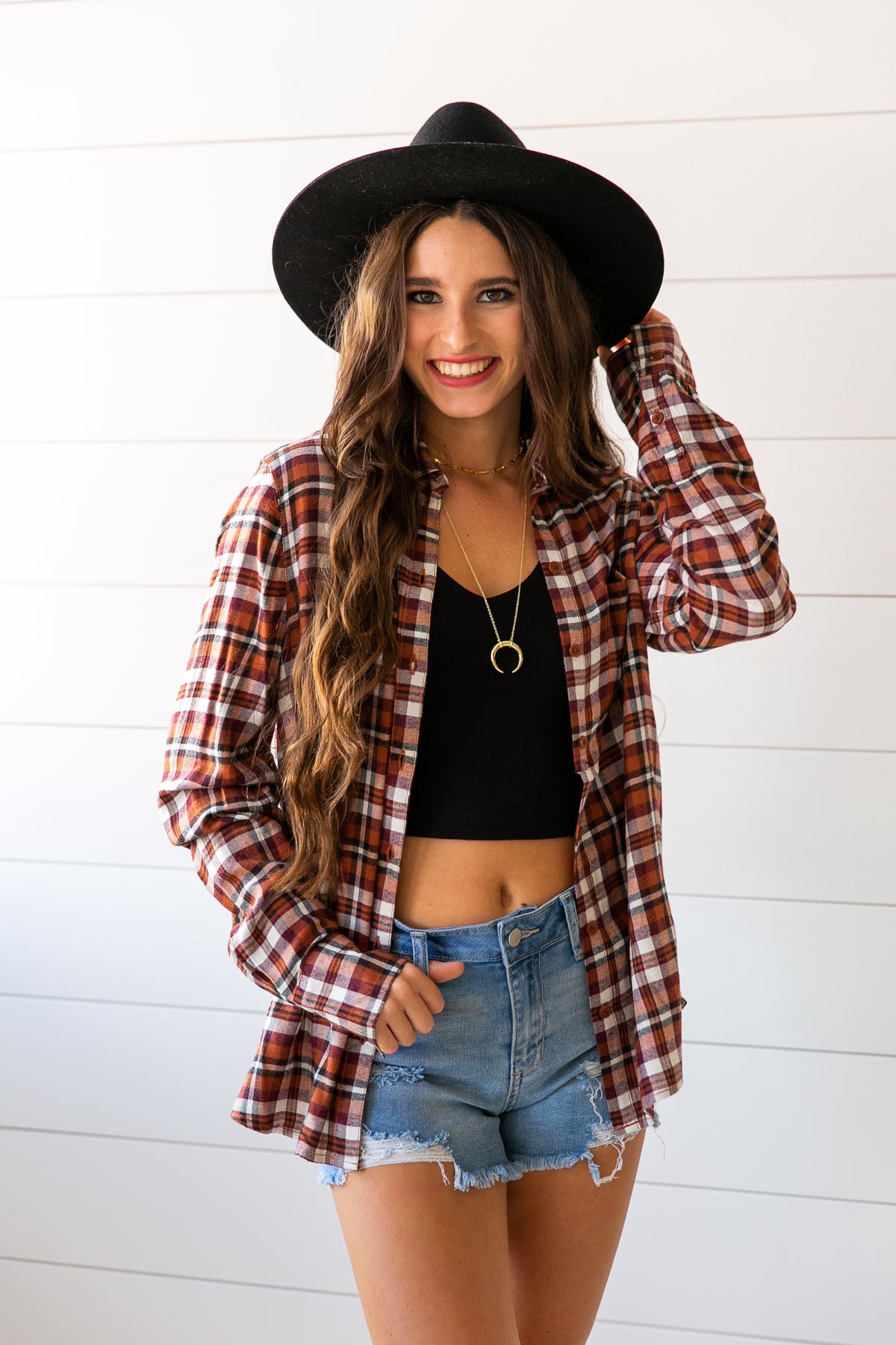 Whitney Plaid Button Down Top