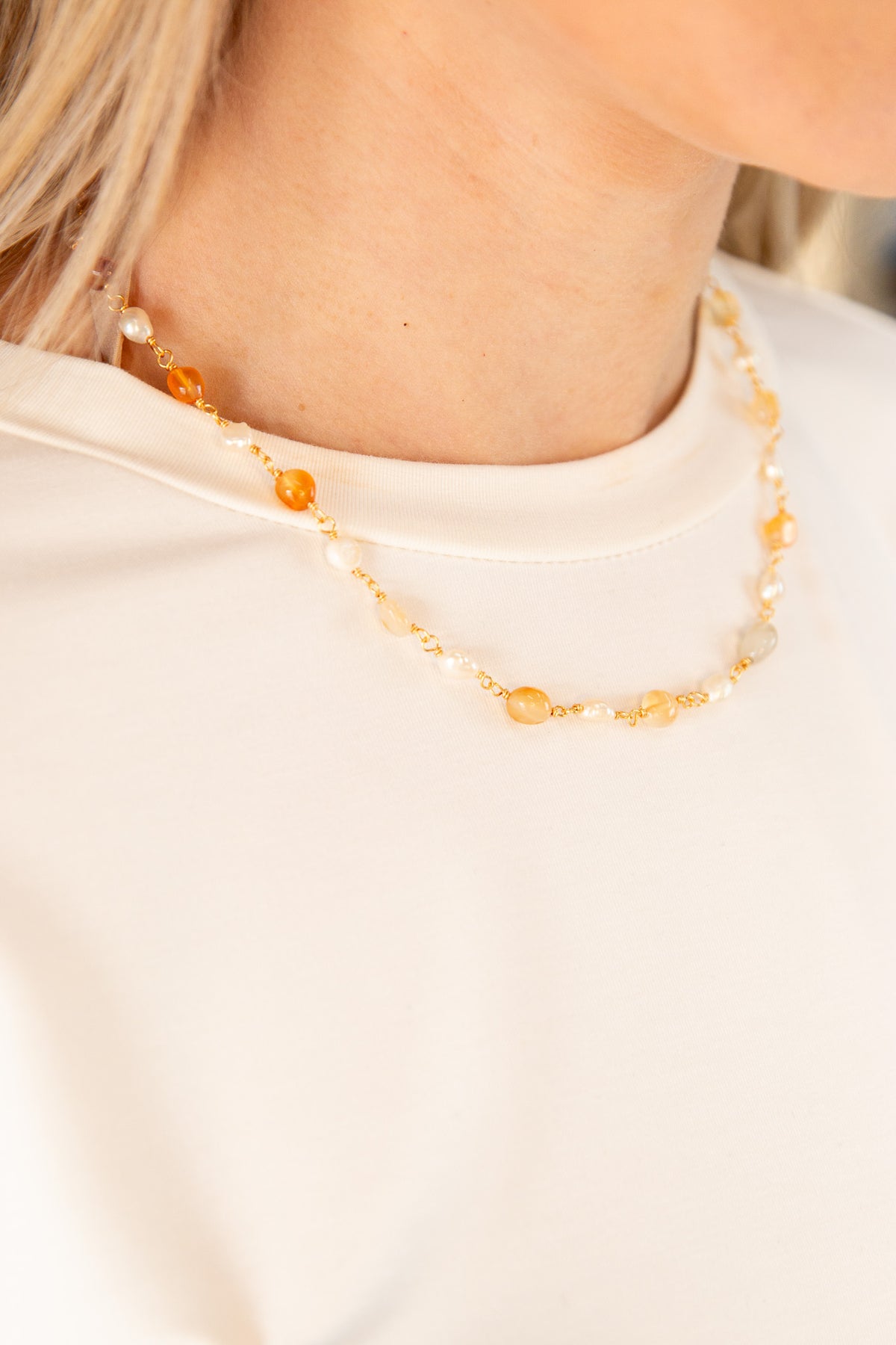 Pearls and Pyrope Necklace