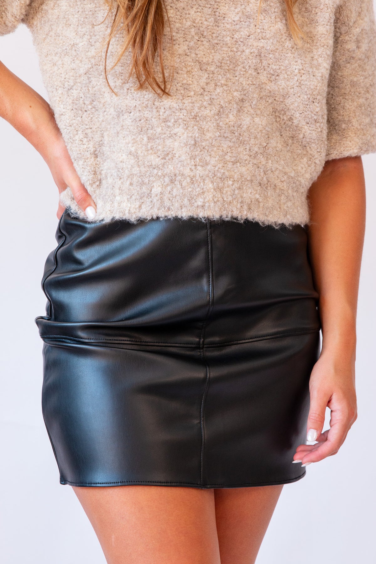 Natalie Vegan Column Mini Skirt
