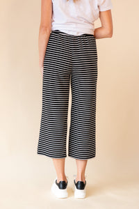 Stripe Cropped Wide Pants