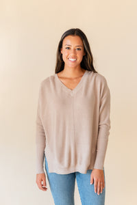 Monica V-neck Sweater Top With Dolman Sleeves