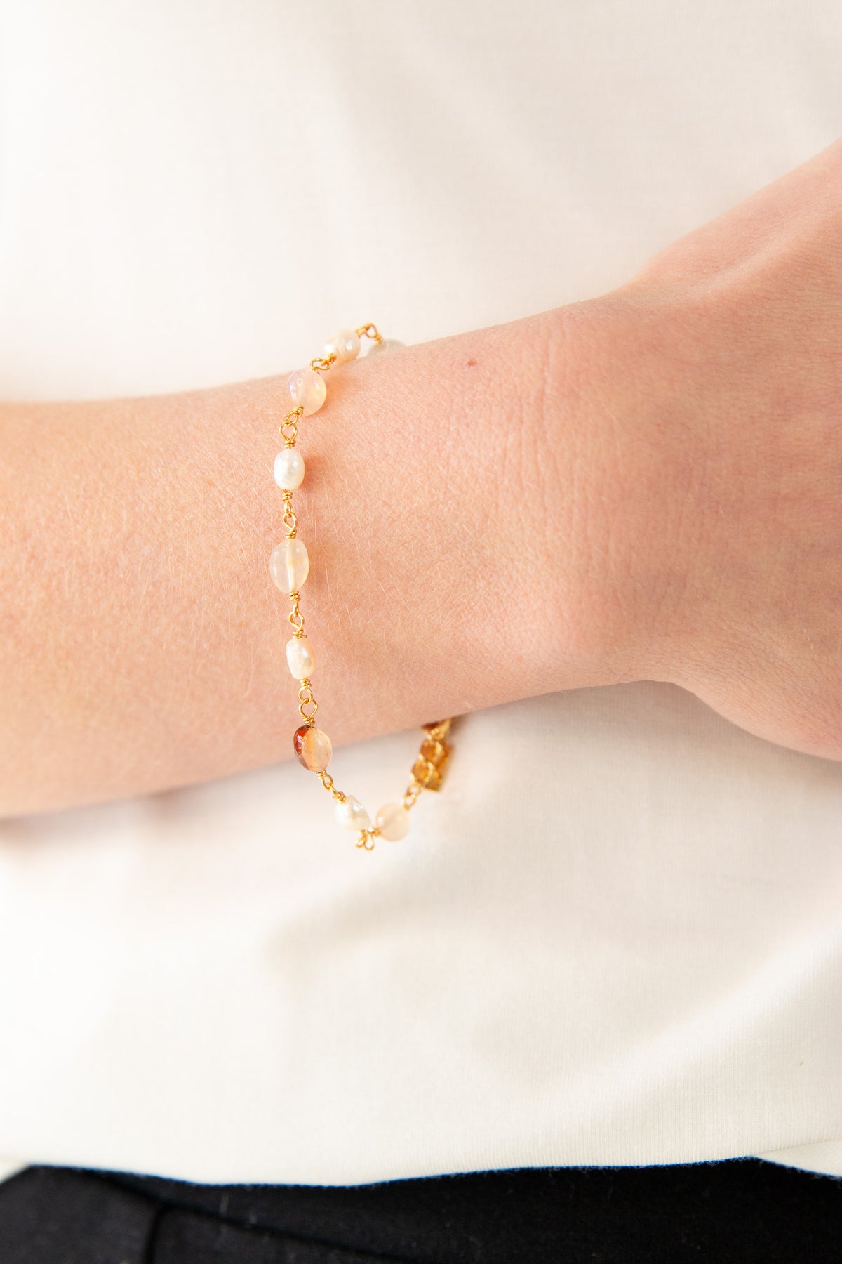 Pearls and Pyrope Bracelet