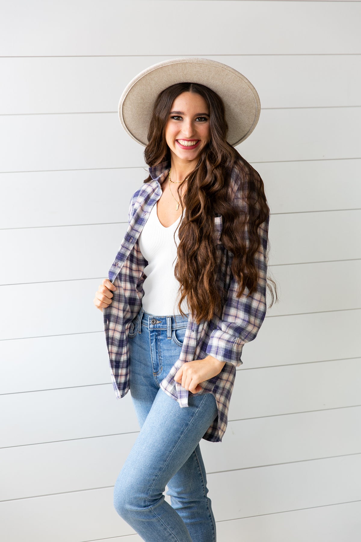 Whitney Plaid Button Down Top