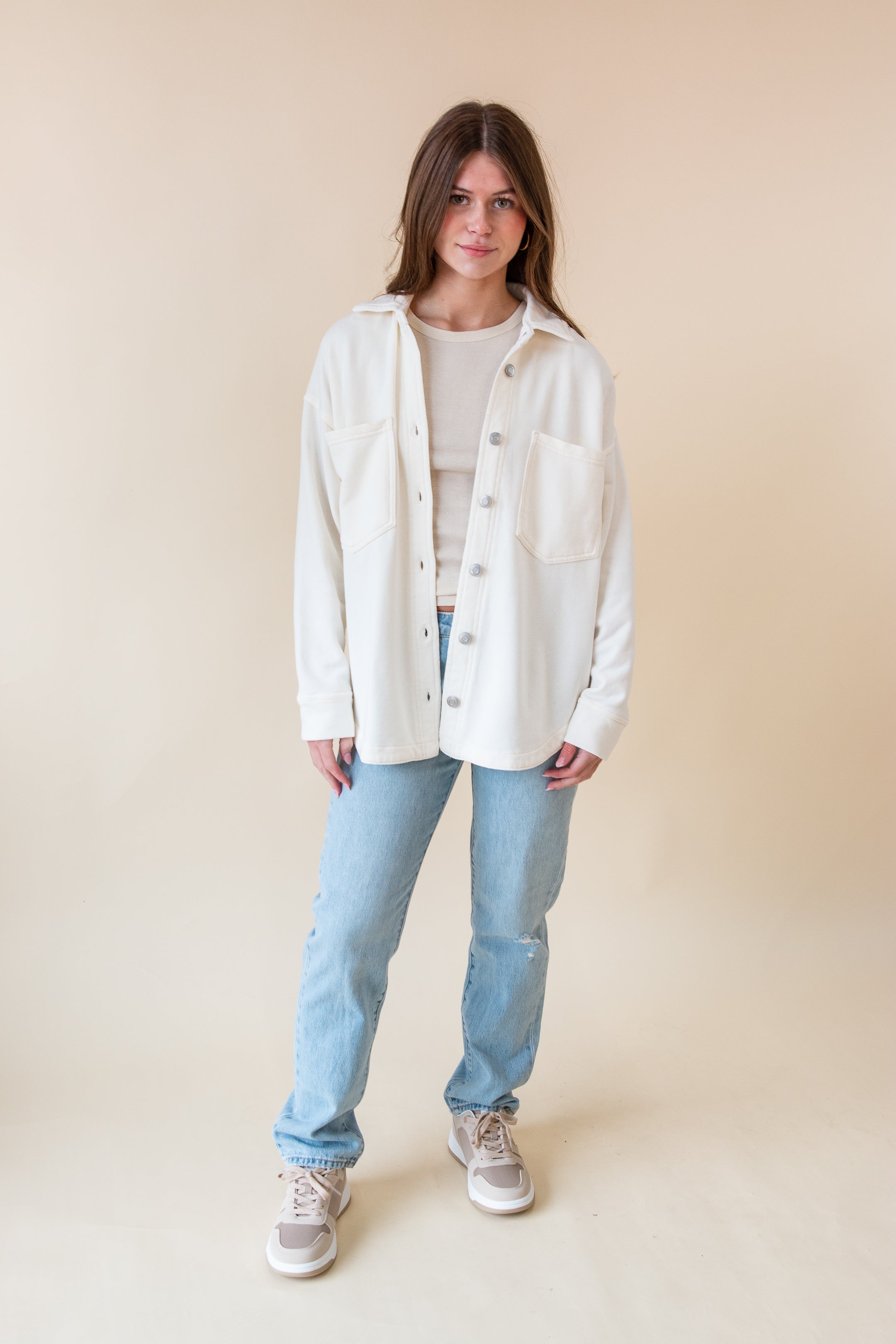 Bershka Oversized Denim Jacket in Ecru – Garmisland