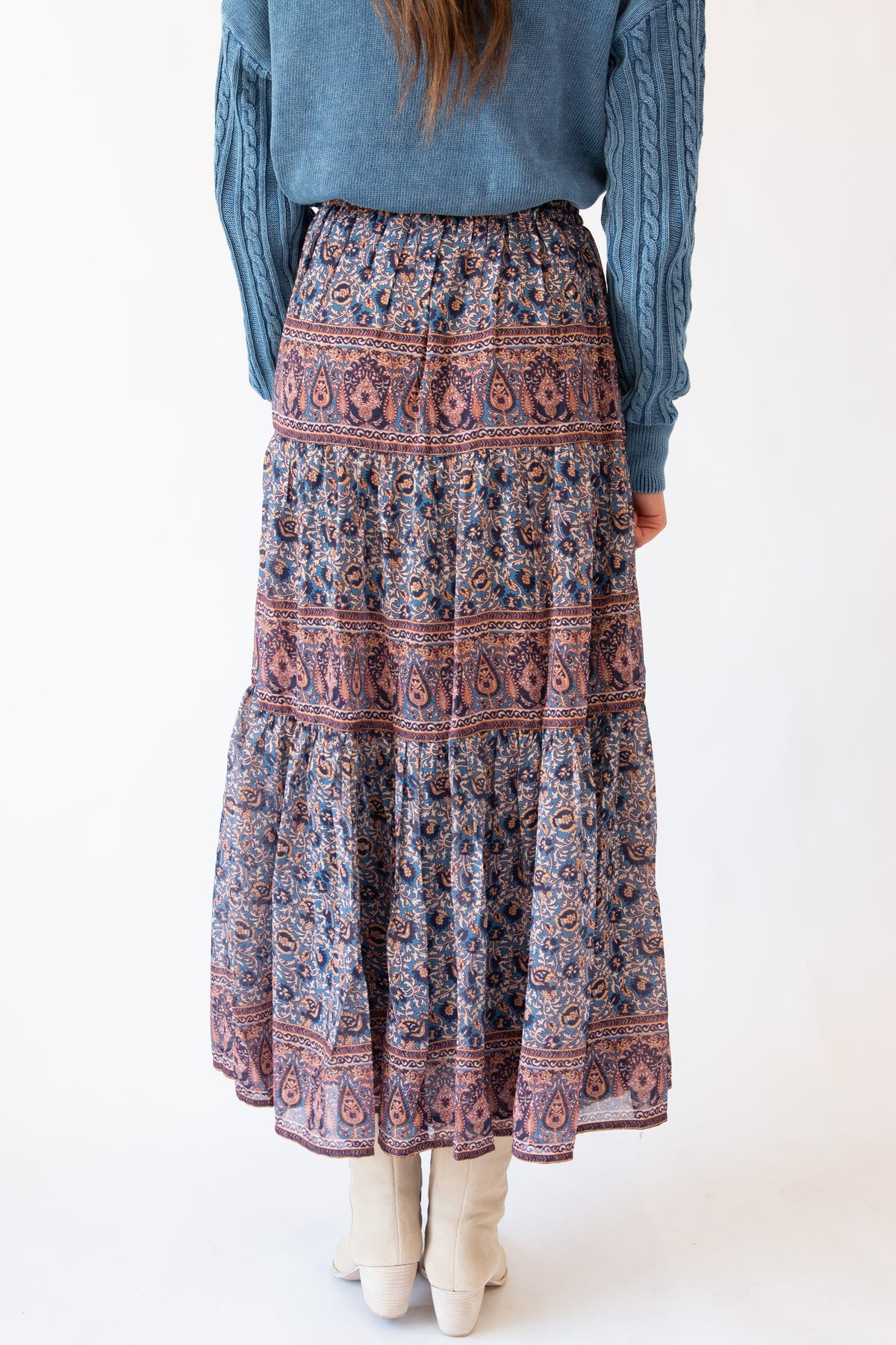 Hollins Drawstring Floral Maxi Skirt