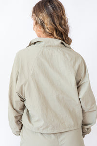 Taslan Cropped Quarter Zip Jacket